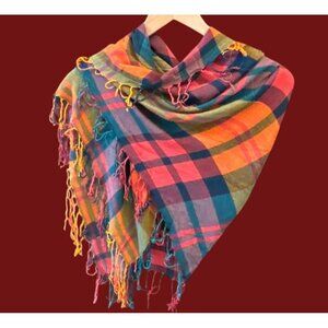 H&M Divided Fallcore Plaid Scarf 36" x 36" Cozycore Maximalist Autumncore Preppy